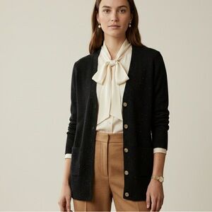 Charter Club Luxury 100% Cashmere Speckled Cardigan - Black - Old Money Size M